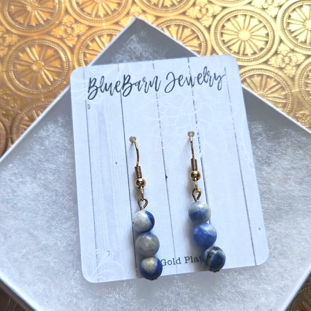 Handmade Sodalite Earrings - 18k Gold Plated